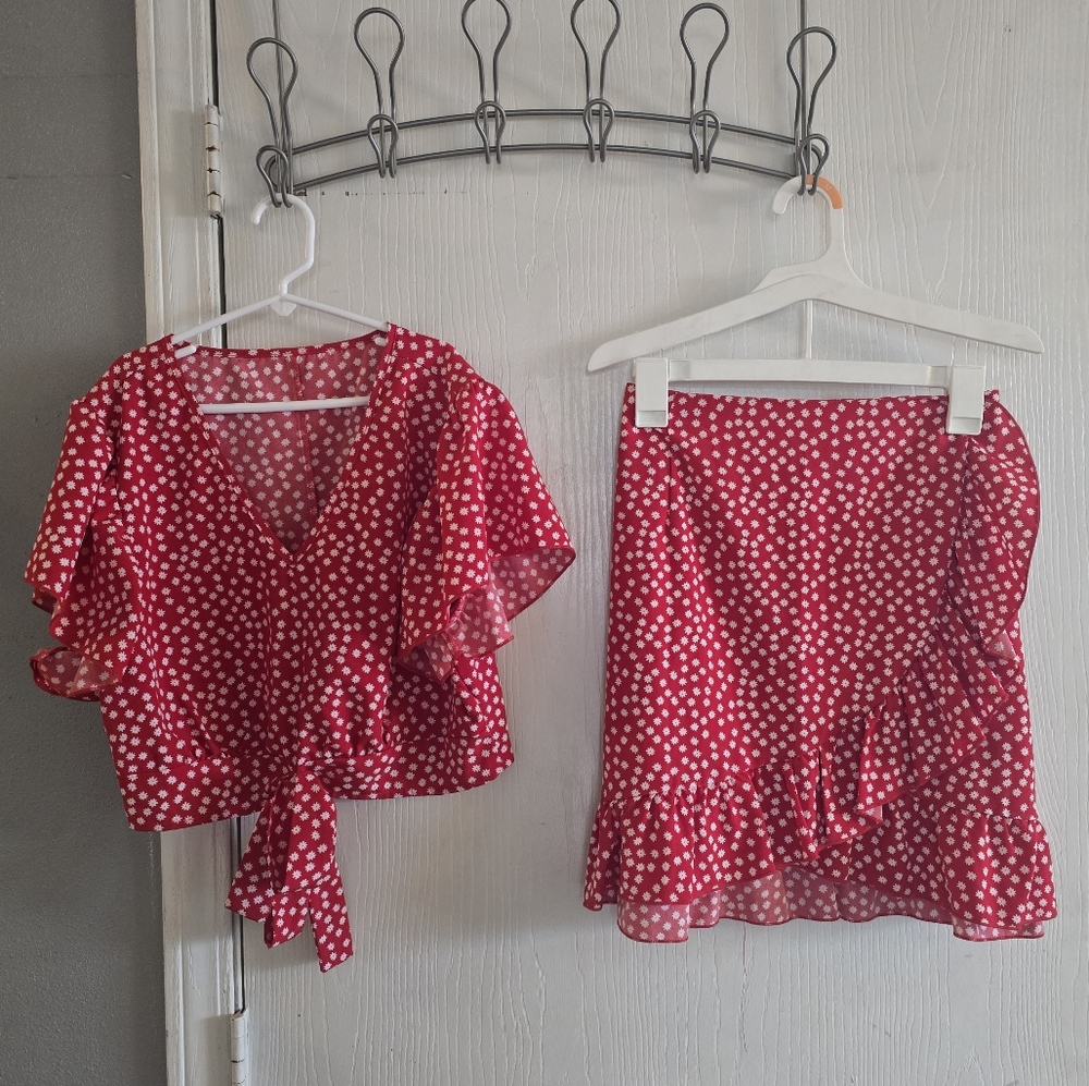 Red Polka Dot Skirt Set